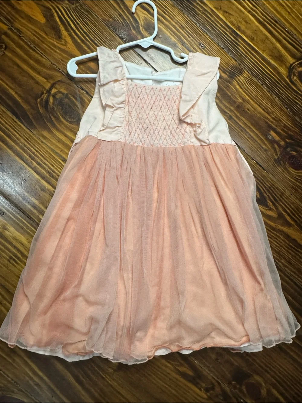 NWOT Girls Well Dressed Wolf peached smocked flutter dress Size 5 - Picture 3 of 8